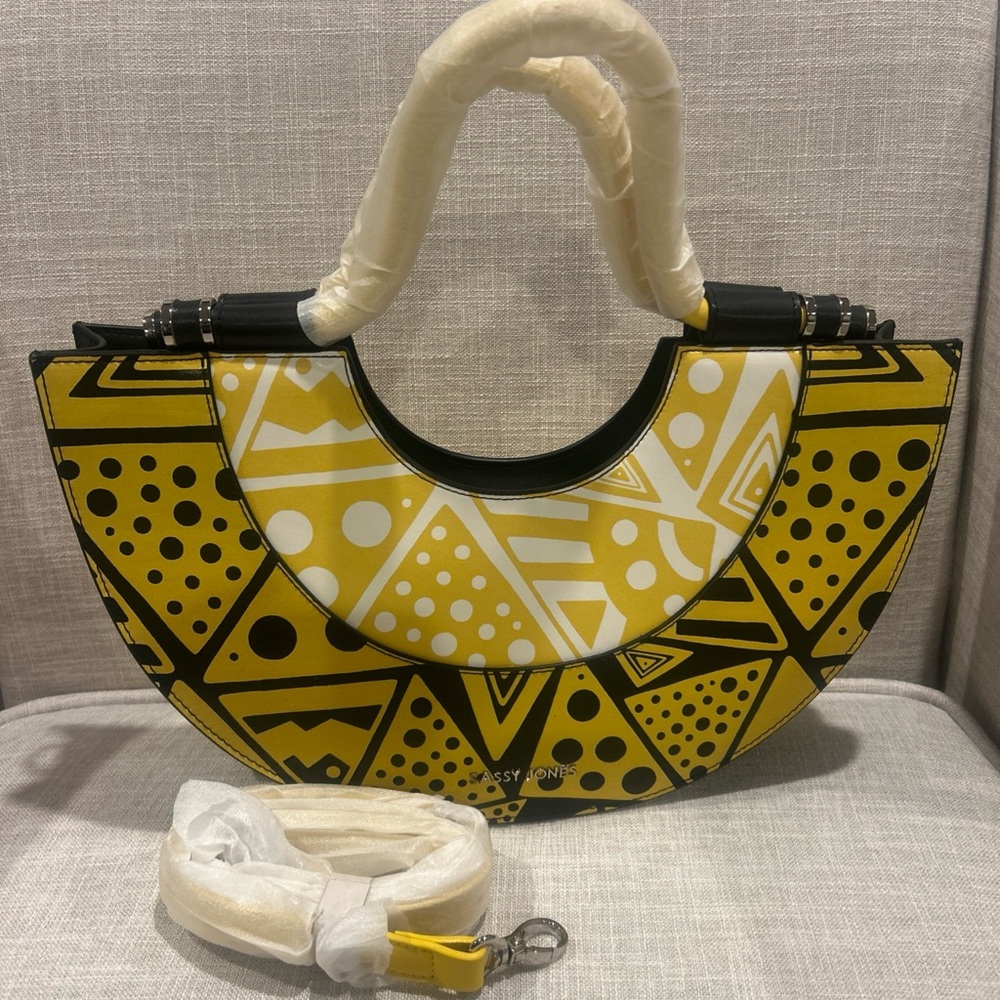 Sassy Jones Womens Genuine Leather Vanessa Tribal Crossbody Handbag